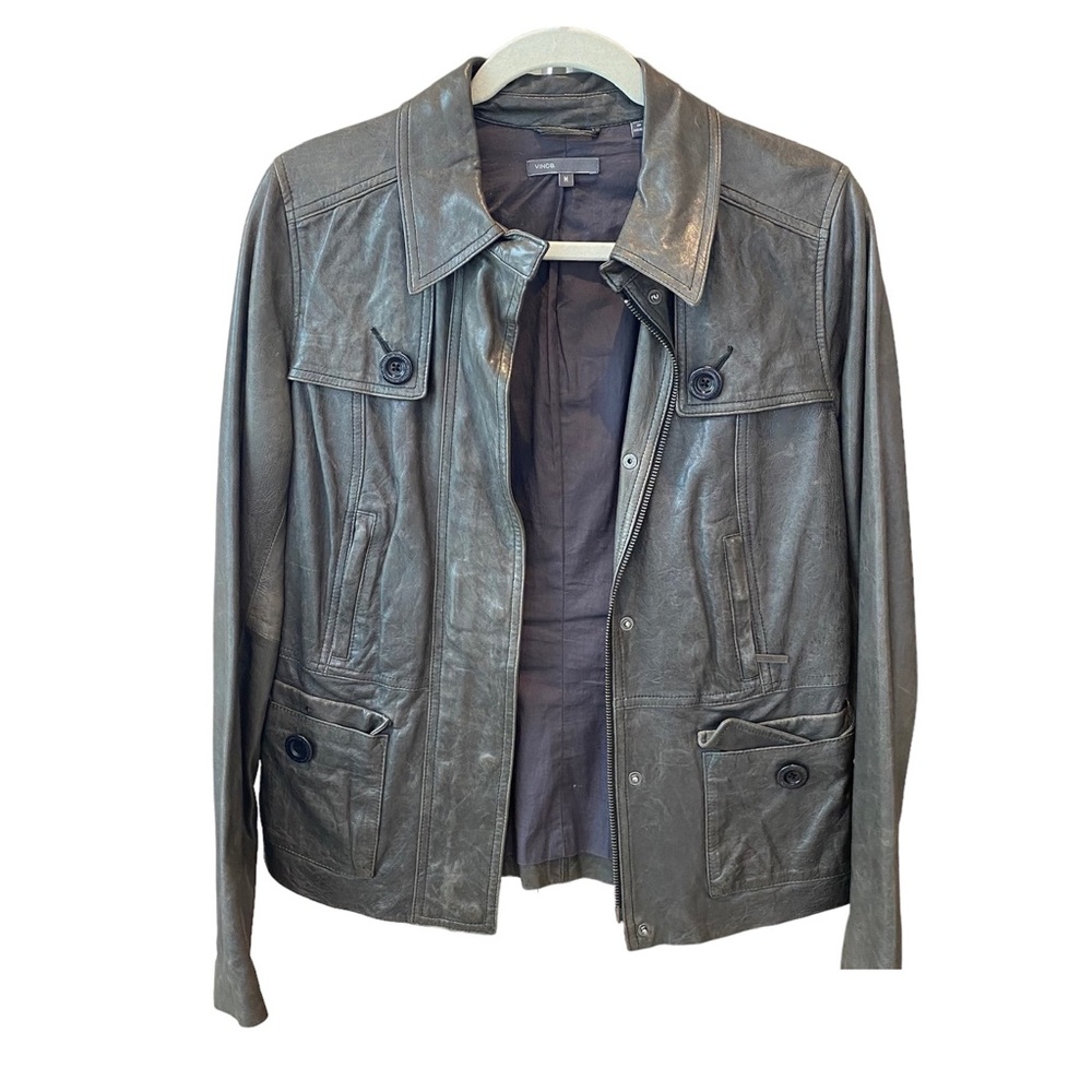 Vince Grey Leather Jacket